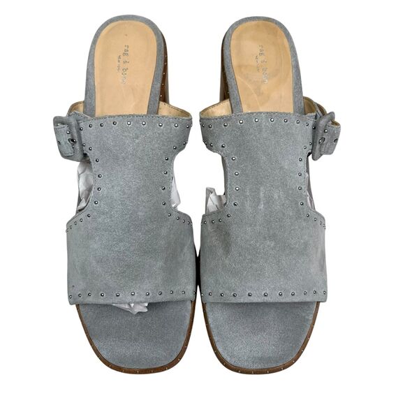 Rag & Bone Womens Mule Sandals Suede Metal Studded Trim Block Heel Gray EUR40 - Picture 5 of 9